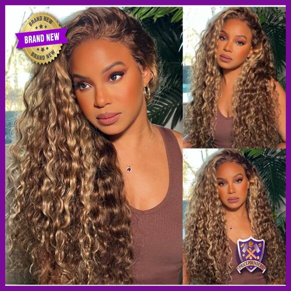 13x6 Lace Front Human Hair Wig 24 Inch Deep Wave Glueless Pre Plucked